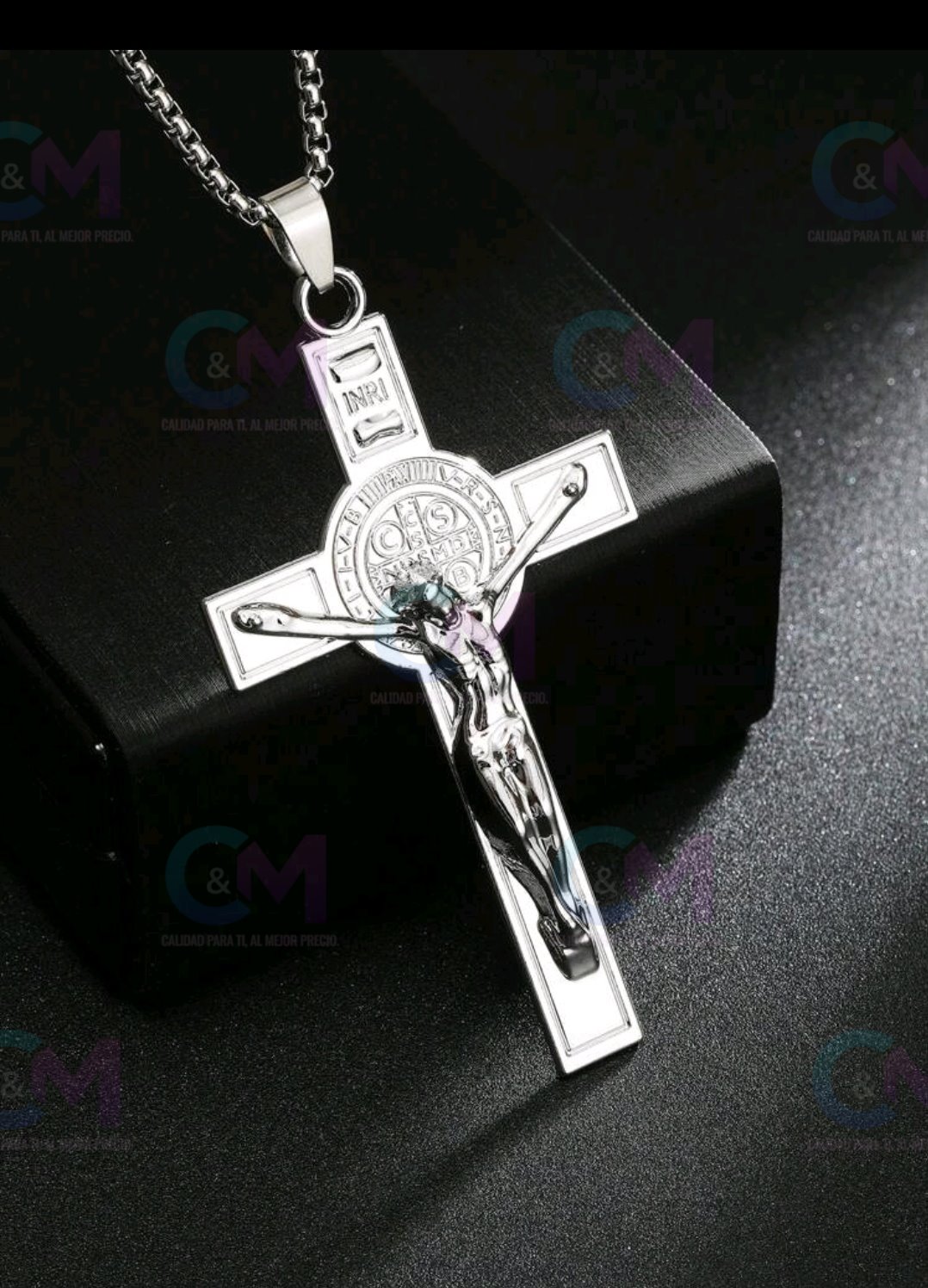 CADENA DE CRUSIFIJO DE ACERO ONXIDABLE DE COLLAR